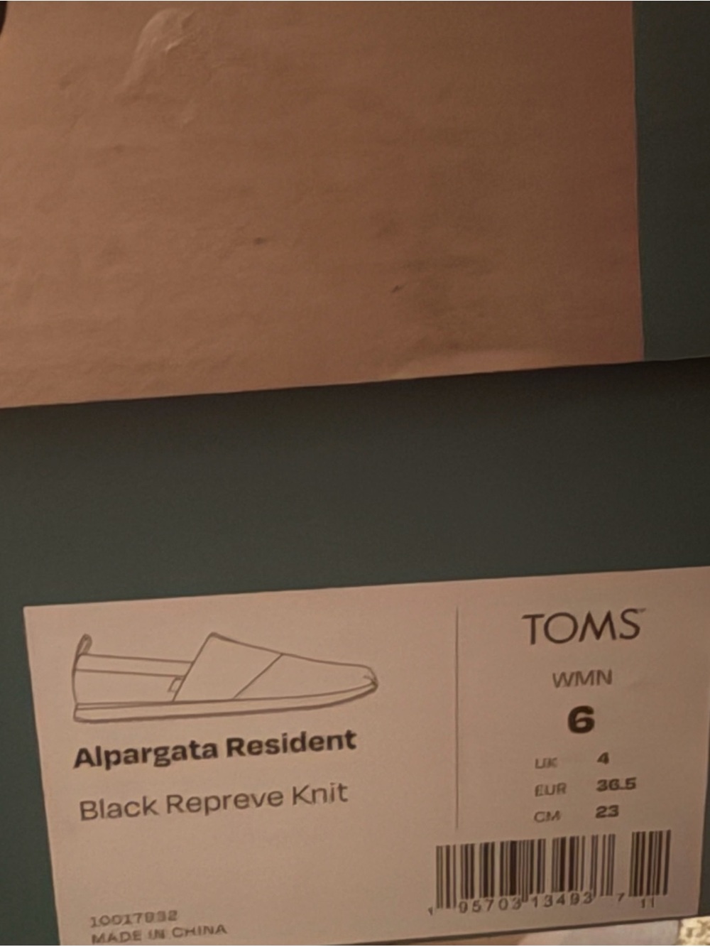 Toms alpargata resident black knit womens shoes size 6 new in box - Picture 3 of 4